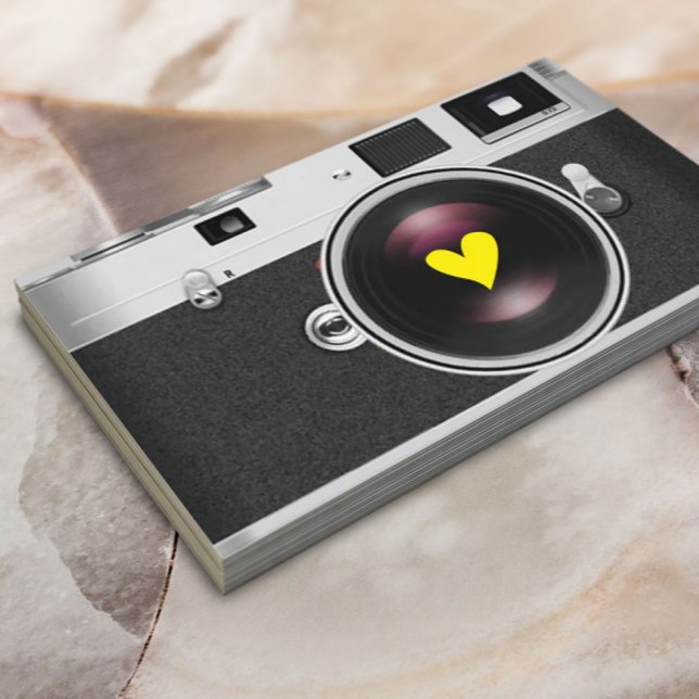 Photographer Camera Yellow Heart Photography Business Card (Creator Uploaded)