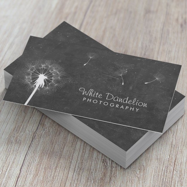 Photographer Chalkboard Dandelion Photography Business Card (Creator Uploaded)