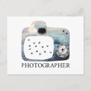Photographer Cloudy Camera Hearts Postcard
