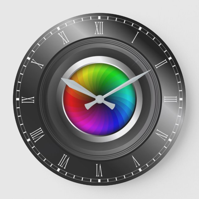Photographer Colour Wheel Camera Lens Large Round Large Clock (Front)