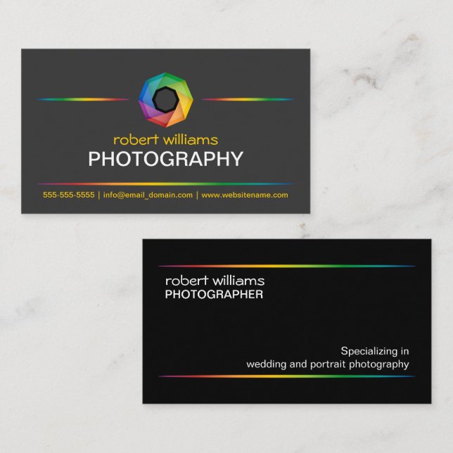 Photographer Colourful Shutter Business Card (Front/Back)