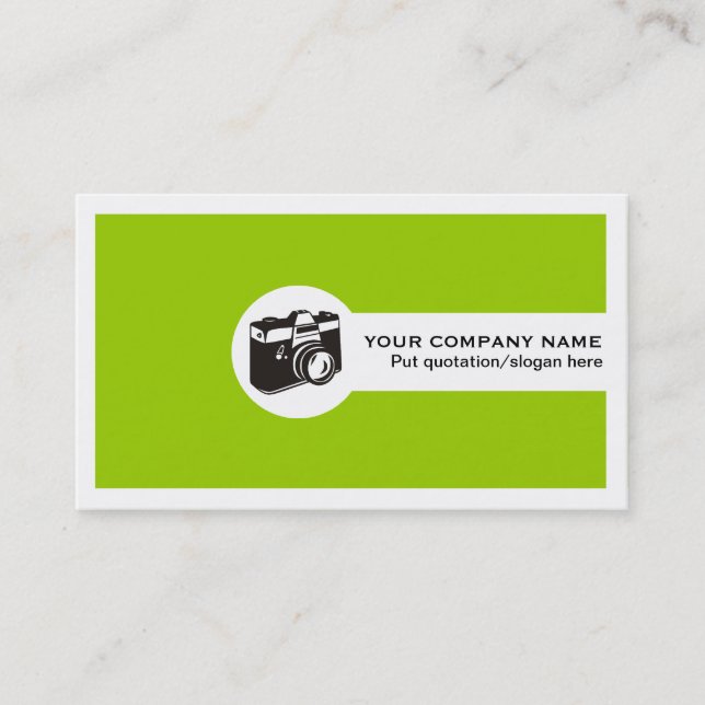 Photographer company business cards-lime green business card (Front)