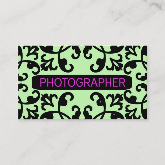 Photographer Damask Business Card (Front)