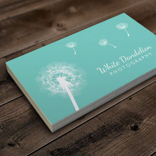 Photographer Dandelion Light Teal Photography Business Card