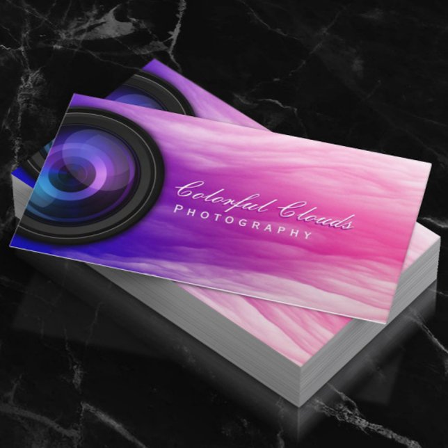 Photographer Elegant Colourful Clouds Photography Business Card (Creator Uploaded)