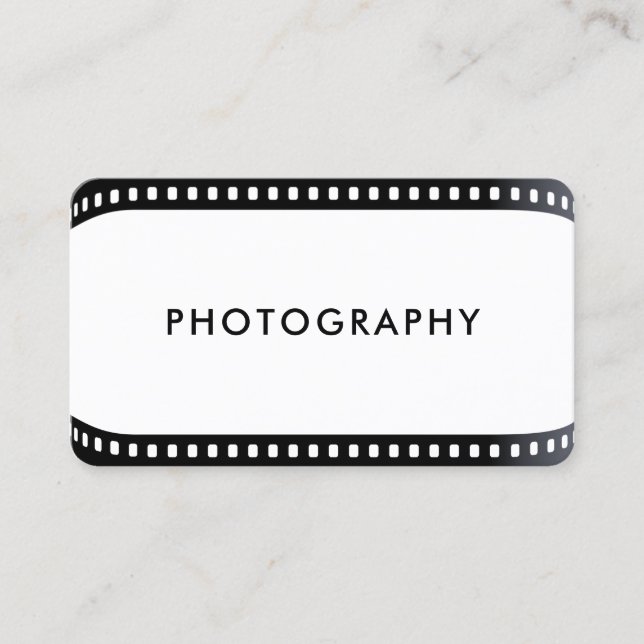 Photographer Film Roll Camera Black and White Business Card (Front)