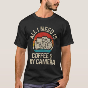 Photographer Gift Coffee Camera Funny Vintage Phot T-Shirt