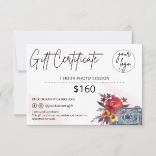 Photographer Gift Floral Certificate Log