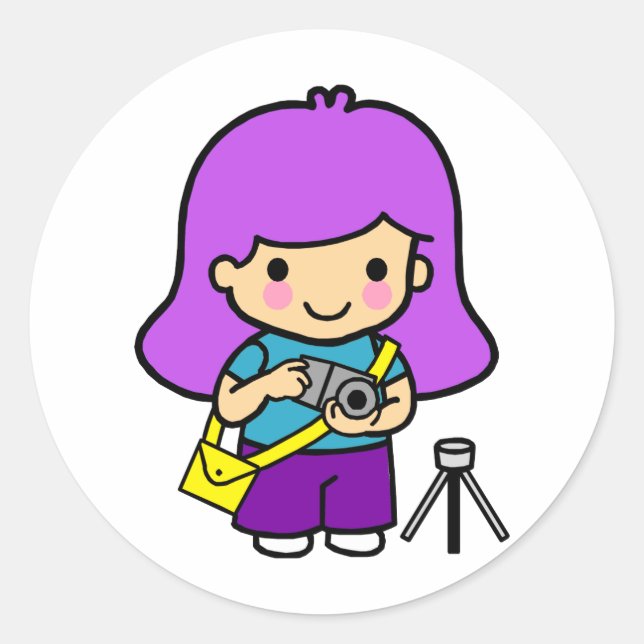 Photographer Girl Classic Round Sticker (Front)