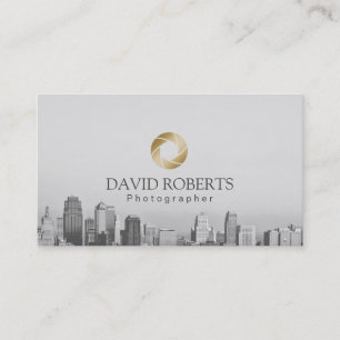 Photographer Gold Shutter Skyline Photography Business Card