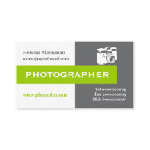 Photographer grey, white, green eye-catching