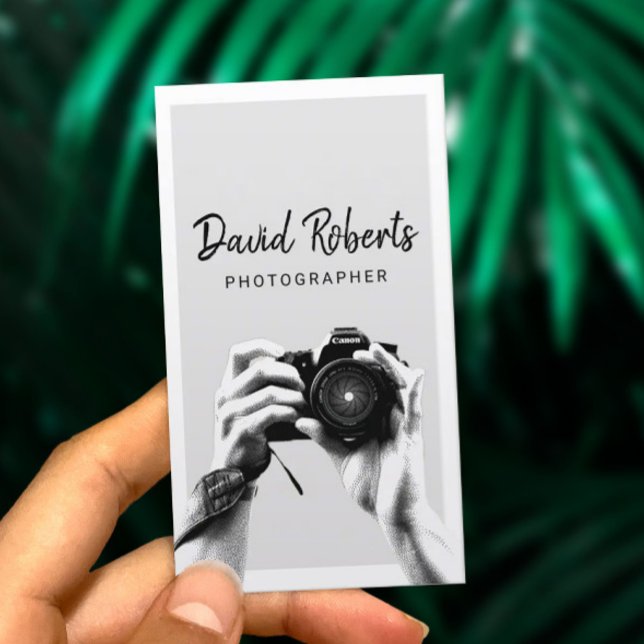 Photographer Holding Camera Elegant Photography Bu Business Card (Creator Uploaded)