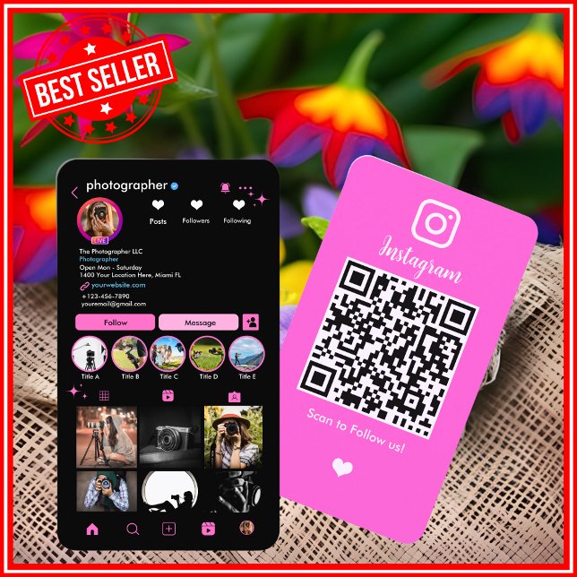 Photographer Instagram QR Code Business Card (Creator Uploaded)