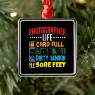 Photographer Life Funny Icon List Metal Ornament