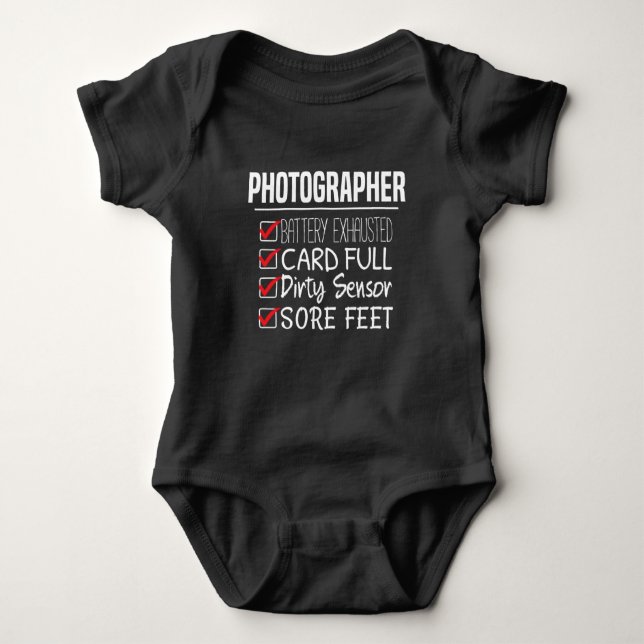 Photographer Life - Funny Photography Checklist Baby Bodysuit (Front)