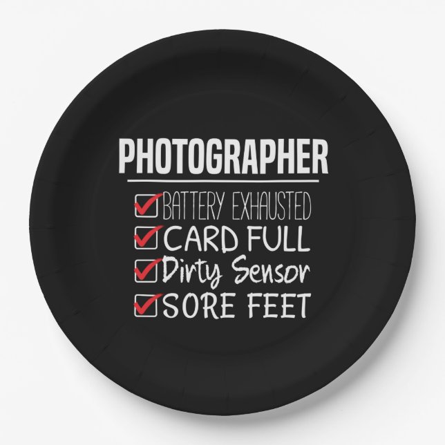Photographer Life - Funny Photography Checklist Paper Plate (Front)