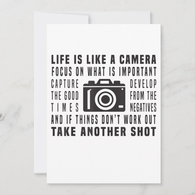 Photographer Life Is Like A Camera Photography Announcement (Front)