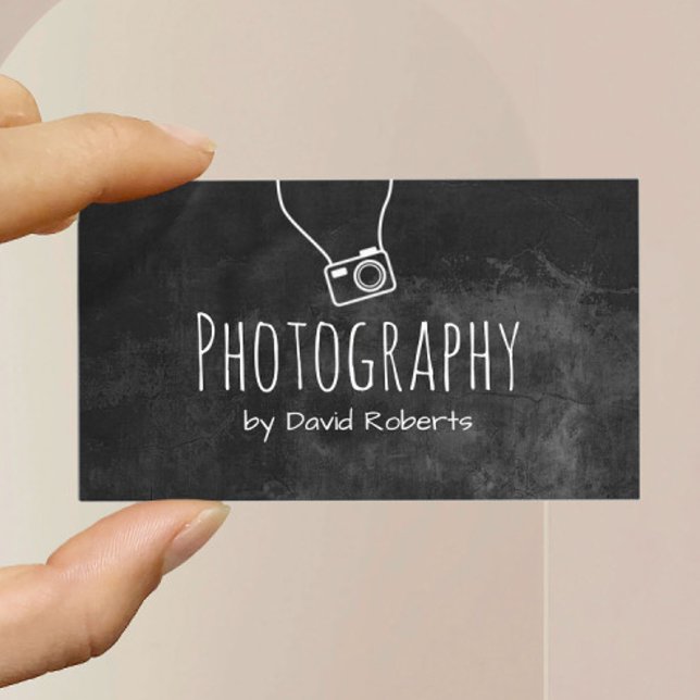 Photographer Minimal Camera Rustic Chalkboard Business Card (Creator Uploaded)