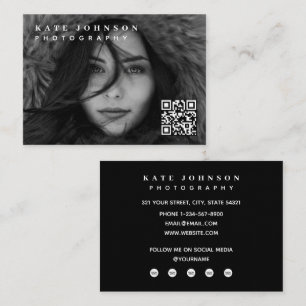 Photographer Minimal Photo QR Code Social Media Business Card