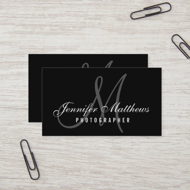 Photographer Minimalist Elegant Script Photography Business Card (Front/Back In Situ)