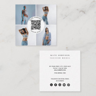Photographer Model Photos QR Code Social Media Square Business Card