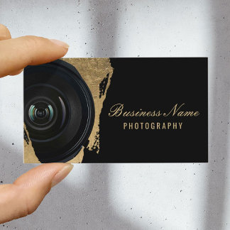 Photographer Modern Black & Gold Photography Business Card
