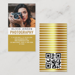 Photographer Modern Black & Gold Photography Business Card