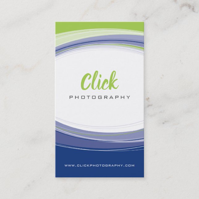 PHOTOGRAPHER modern curve minimal lime green grey Business Card (Front)