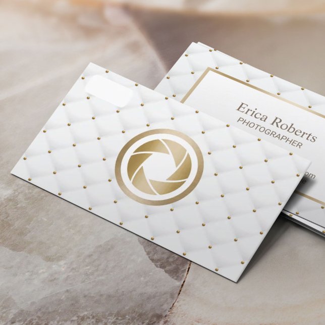 Photographer Modern Gold Camera Luxury Photography Business Card (Creator Uploaded)