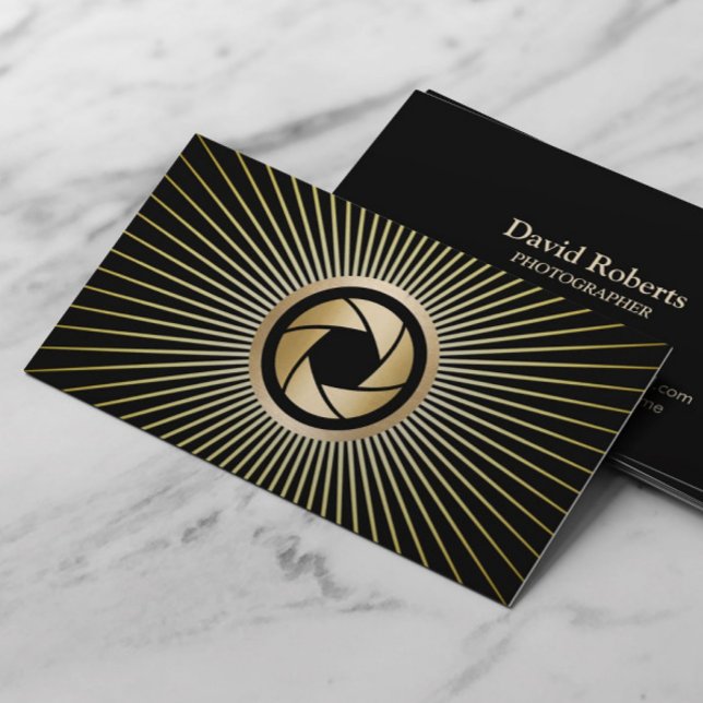 Photographer Modern Gold Shutter Professional Business Card (Creator Uploaded)
