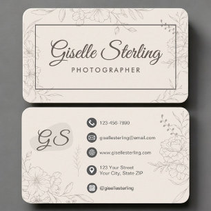 Photographer Neutral Floral Business Card