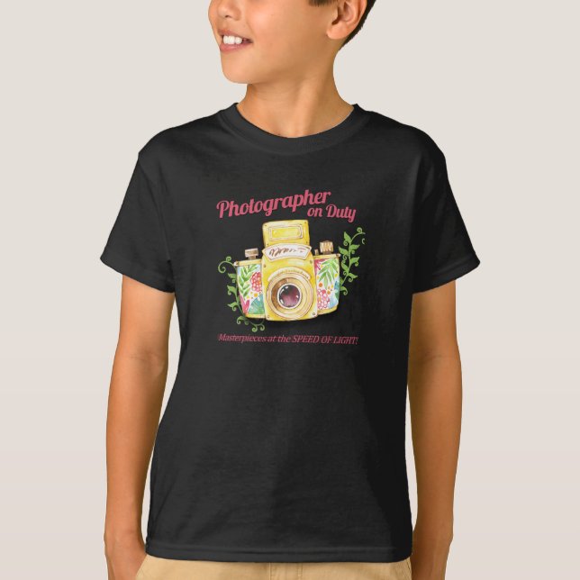 Photographer on Duty vintage camera design T-Shirt (Front)