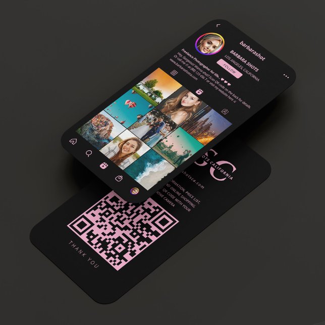 Photographer Photo Grid Black Pink Monogram Business Card (Photographer Photo Grid Black Pink Monogram Business Card
)