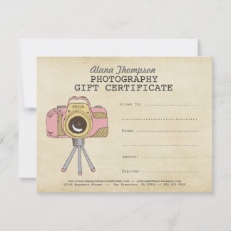 Photographer Photography Gift Certificate Template