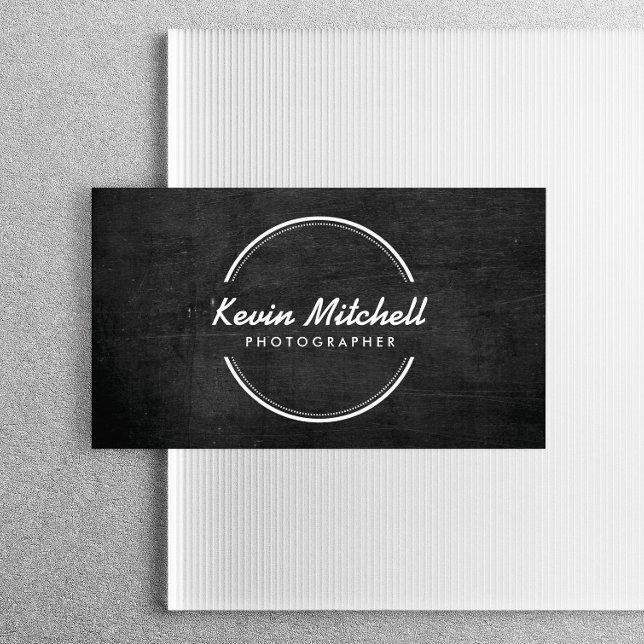 Photographer, Photography Logo on Black Wood Business Card (Creator Uploaded)