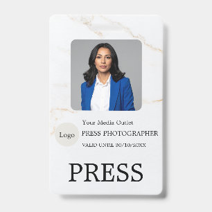 Photographer Press Journalist Id Card Custom Badge