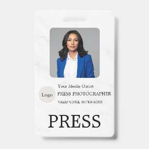 Photographer Press Journalist Id Card Custom Badge