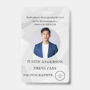 Photographer Press Journalist Id Card Custom Badge