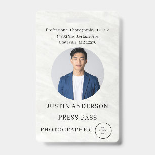 Photographer Press Journalist Id Card Custom Badge