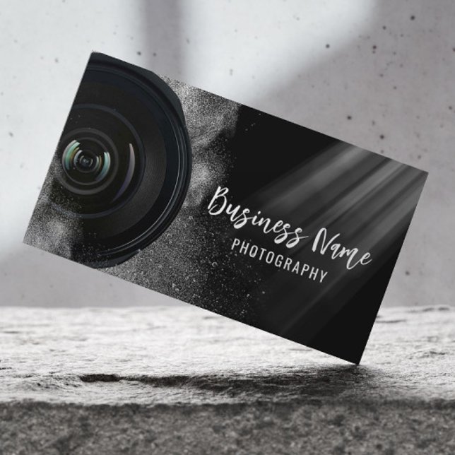Photographer Professional Black White Photography Business Card (Creator Uploaded)