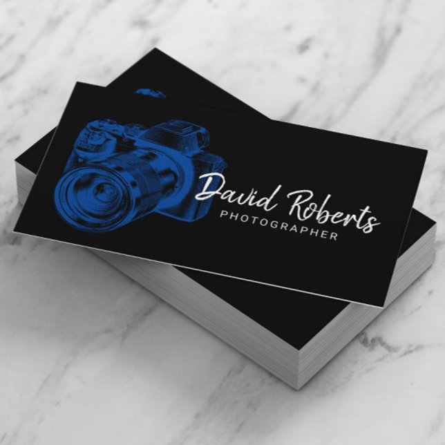 Photographer Professional Camera Photography Dark Business Card (Creator Uploaded)