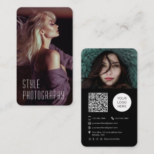 Photographer QR code Trendy photo Business Card
