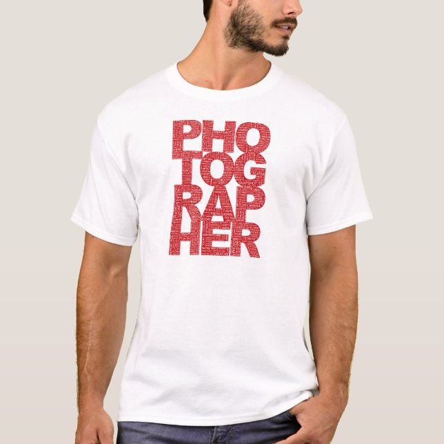 Photographer - Red Text T-Shirt (Front)