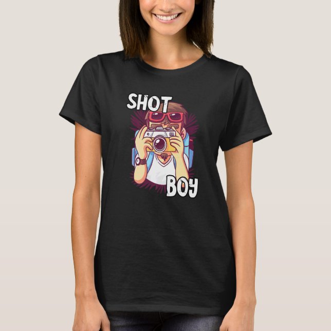 Photographer Shot Boy Photo Camera Lens Photograph T-Shirt (Front)