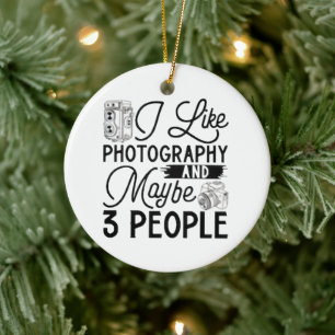 Photographer T-Shirt Design Handmade Calligraphy V Ceramic Ornament