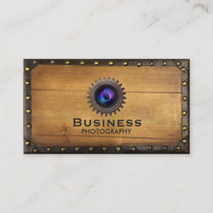 Photographer Vintage Framed Old Wood Steampunk Business Card