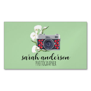 Photographer Vintage Watercolor Camera Magnetic Business Card