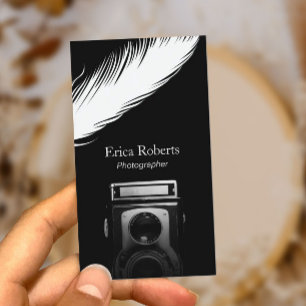Photographer White Feather Old Camera Photography Business Card