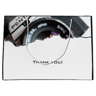 Photographer's Black & White Thank You Large Gift Bag