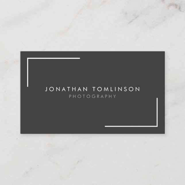 Photographers Modern and Minimal Frame Dark Grey Business Card (Front)